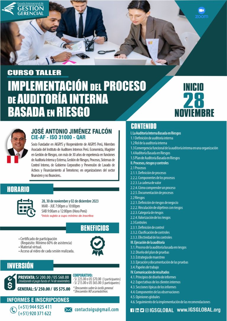 Inicio 28 De Noviembre Curso – Taller “implementación Del Proceso De