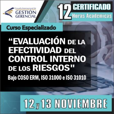 Curso Especializado «EVALUACIÓN DE LA EFECTIVIDAD DEL CONTROL INTERNO DE LOS RIESGOS» Bajo COSO ERM, ISO 31000 e ISO 31010